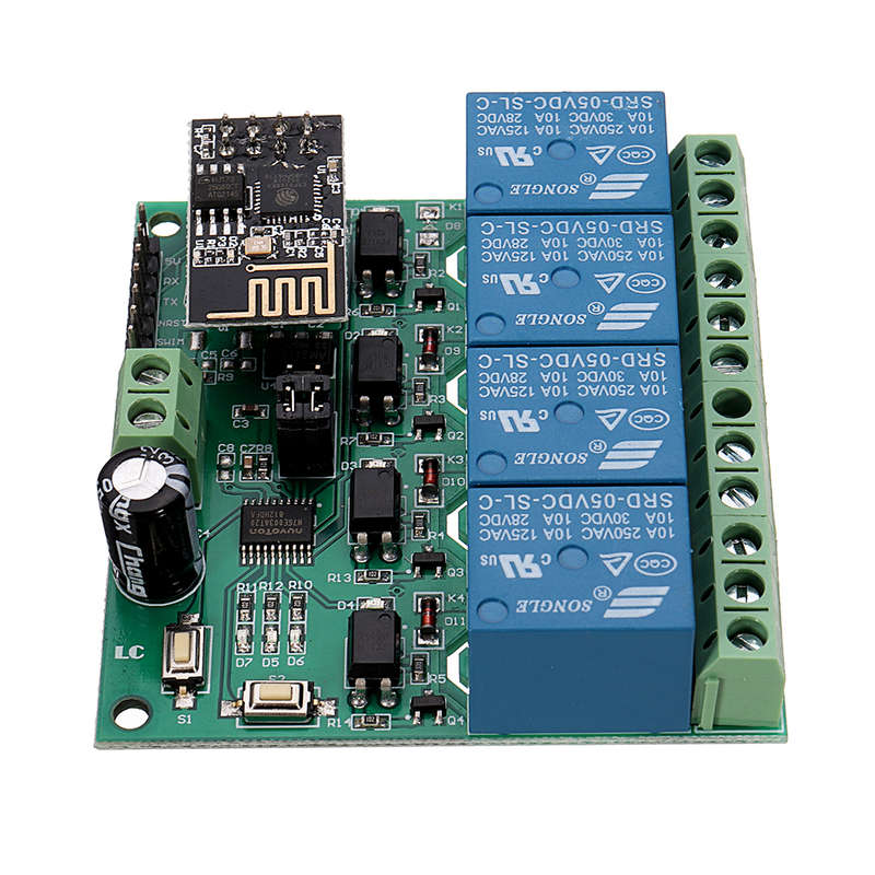 DC5V ESP8266 Four Channel Wifi Relay IOT Smart Home Phone APP Remote Control Switch - 0.06kg