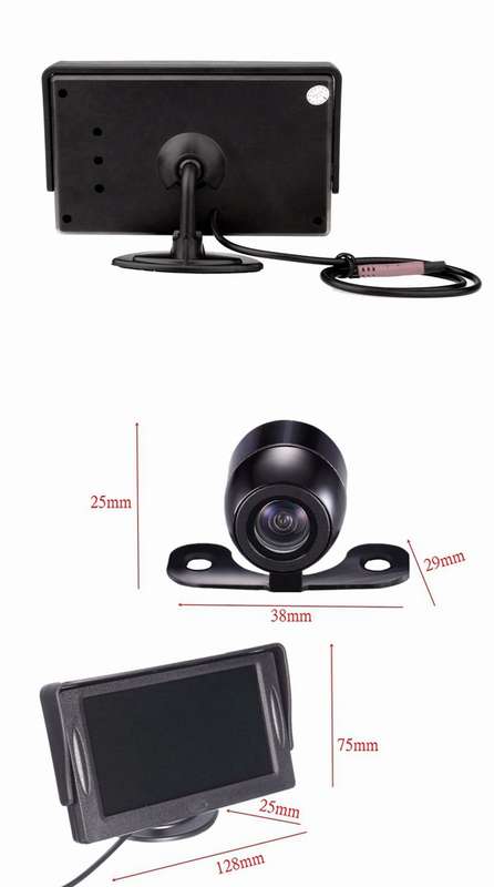 4.3 inch Car TFT LCD Monitor Reversing Parking Rearview Camera Recording VCR Sunshade Kit