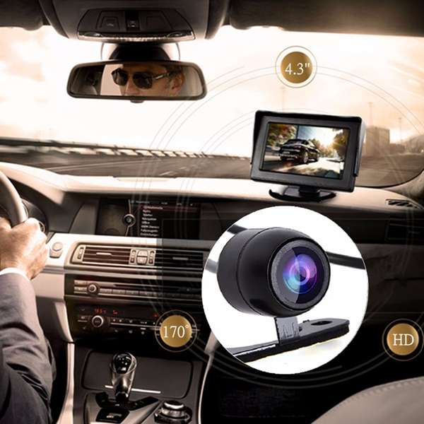 4.3 inch Car TFT LCD Monitor Reversing Parking Rearview Camera Recording VCR Sunshade Kit