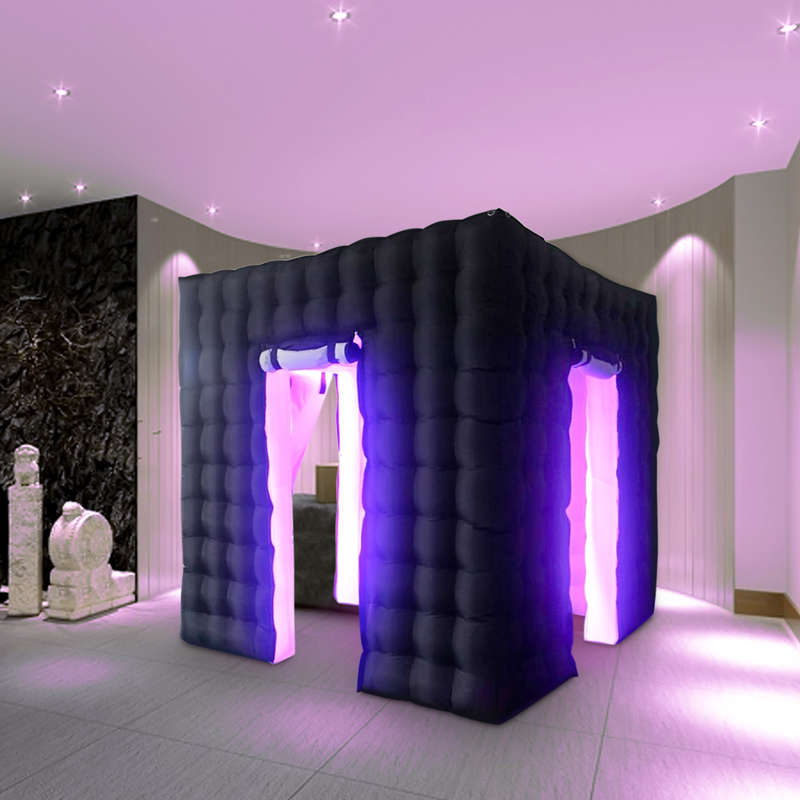 2.5m 2 Door 8 LED Color Bulb Strip Inflatable Photo Photography Booth Enclosure Cube Tent