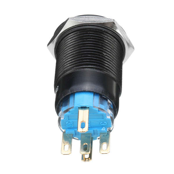12V 5 Pin 19mm Led Metal Push Button Momentary Power Switch Waterproof Switch Black