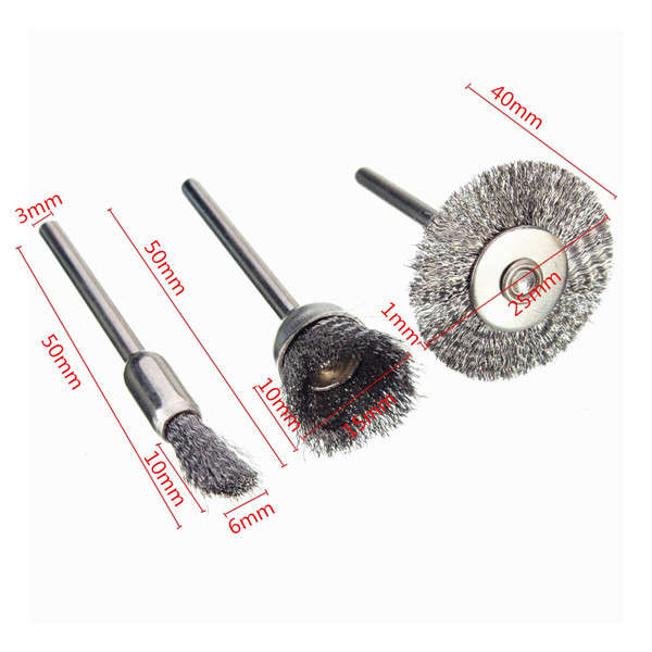 36pcs 3.175mm Shank Copper Steel Wire Polishing Wheel Brush for Dremel
