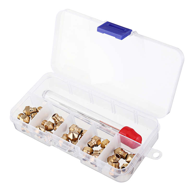 5pcs 0.2/0.4/0.6/0.8/1.0mm MK10 Extruder Nozzle Each + 2pcs 0.2/0.4/0.6/0.8/1.0mm Cleaning Needle E