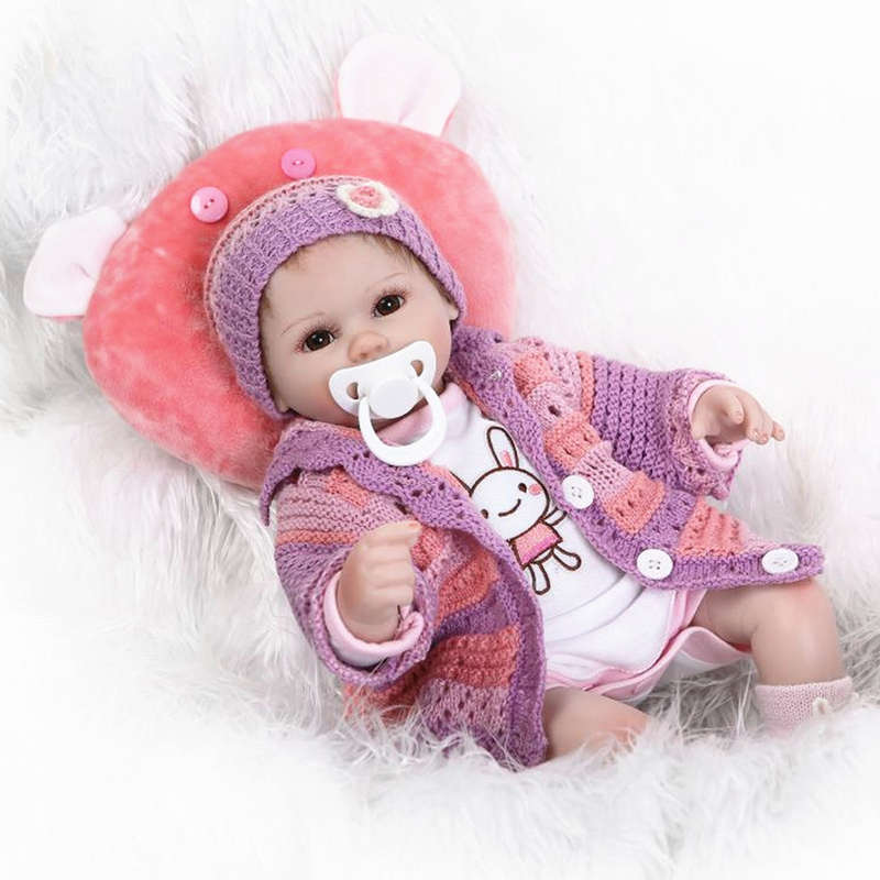 NPK 16 Inch 42cm Reborn Baby Soft Silicone Doll Handmade Lifelike Baby Girl Dolls Play House Toys Bi