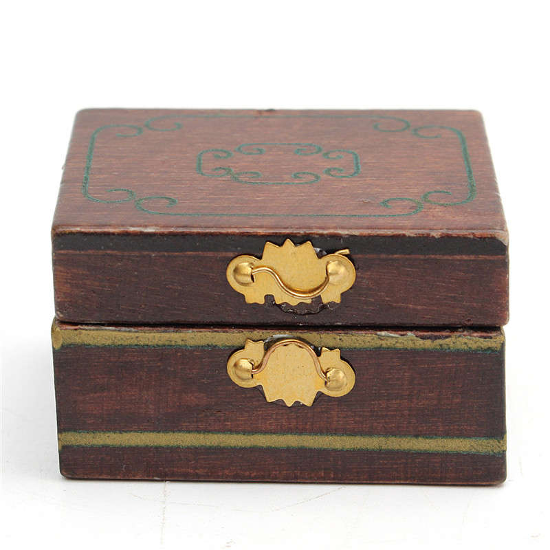 Vintage Wooden Dollhouse Miniature Filled Jewelry Box Case Bedroom Accessories
