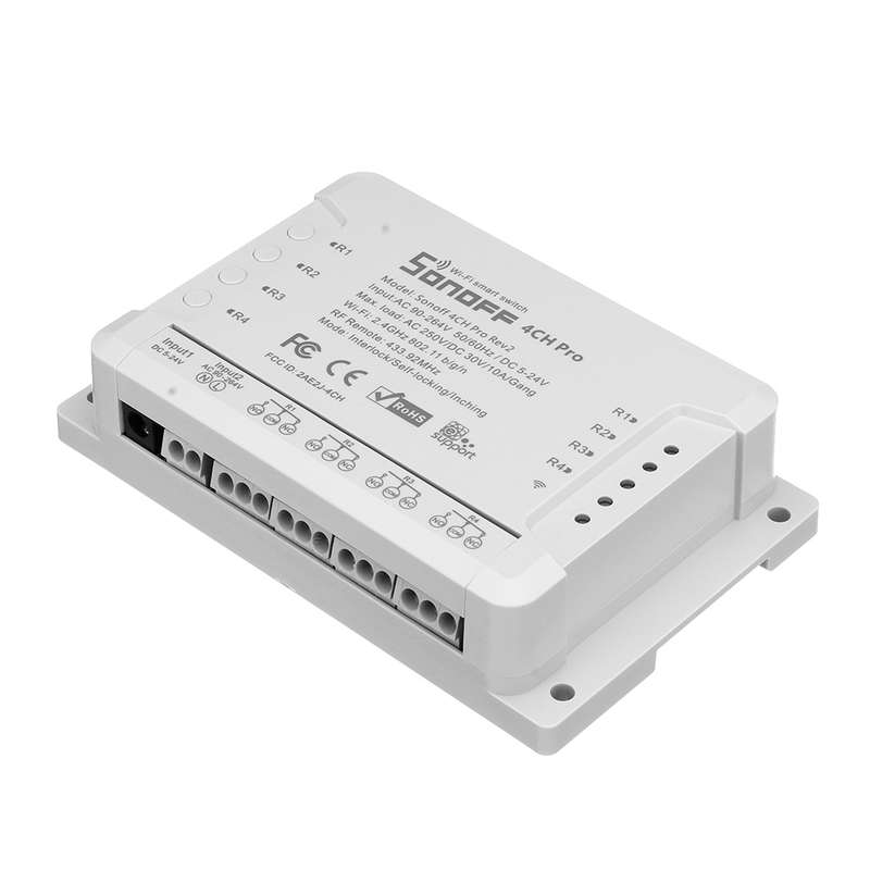 4CH Pro R2 10A 2200W 2.4Ghz 433MHz RF Inching/Self-Locking/Interlock Smart Home Switch