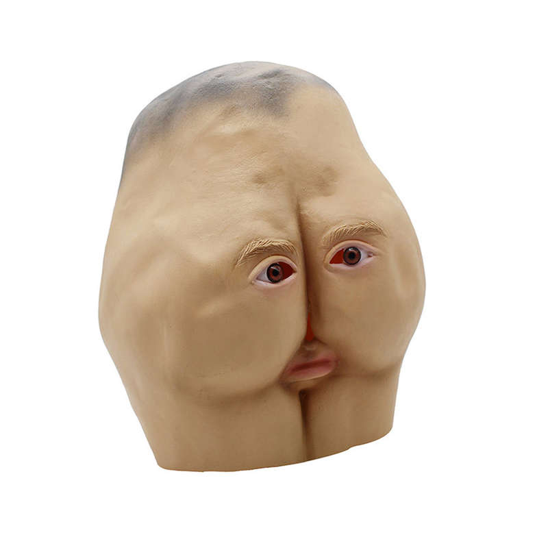 Latex Butt Head Mask Adult Ass Halloween Party Costume Accessory Prop Cosplay