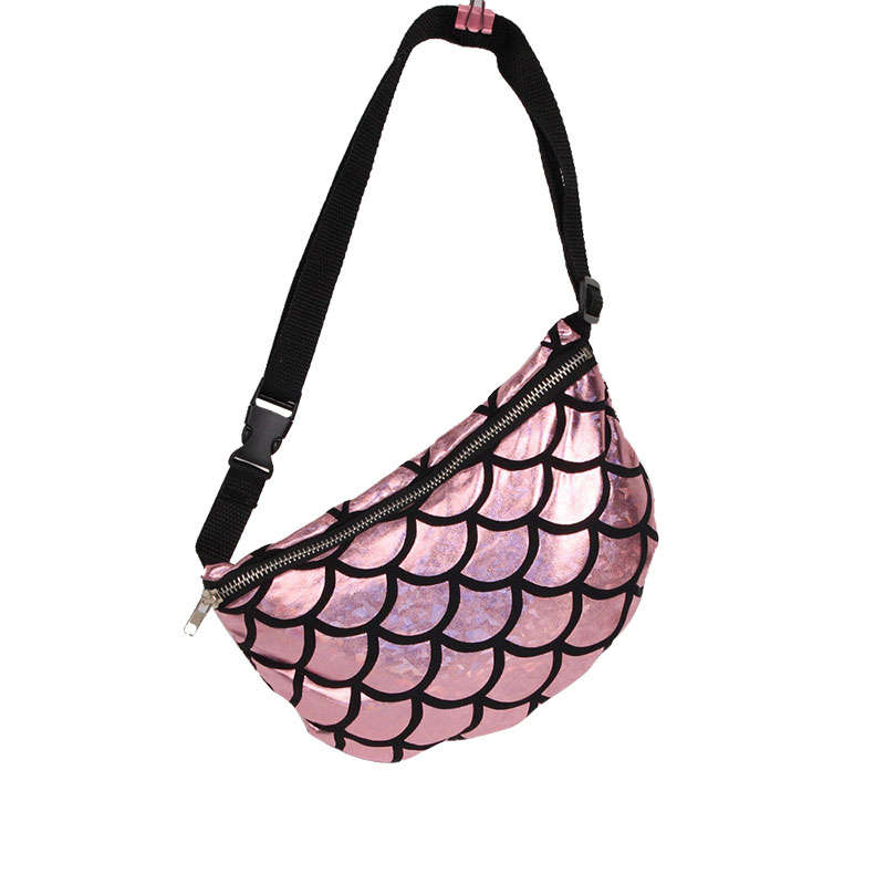 Women Waist Bag Multi Functional Fish Scale Storage Bags Money Phone  Pouch Purse (COLOR: PINK)