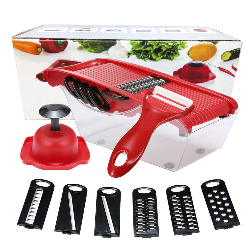 Godmorn Mandoline Slicer Vegetable Cutter Grater Juilienne Slicing Tool with 6 Interchangable Stainl
