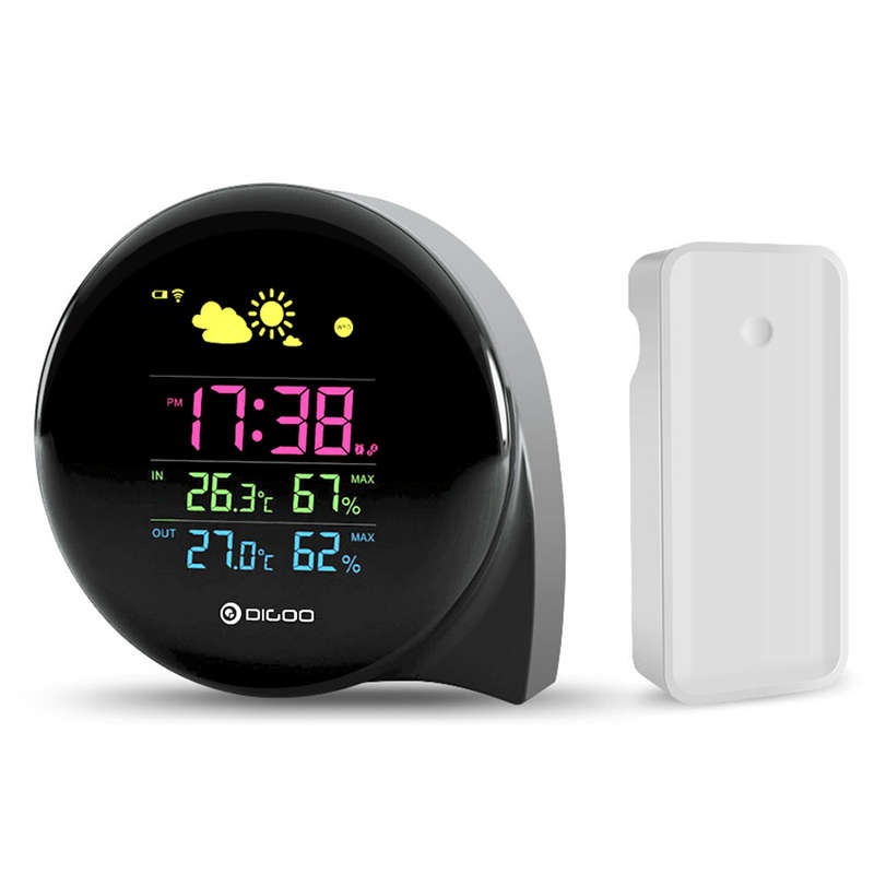 DIGOO DG-THS02 Mini Comma Weather Station Digital LED Screen Indoor Outdoor Thermometer Hygrometer W