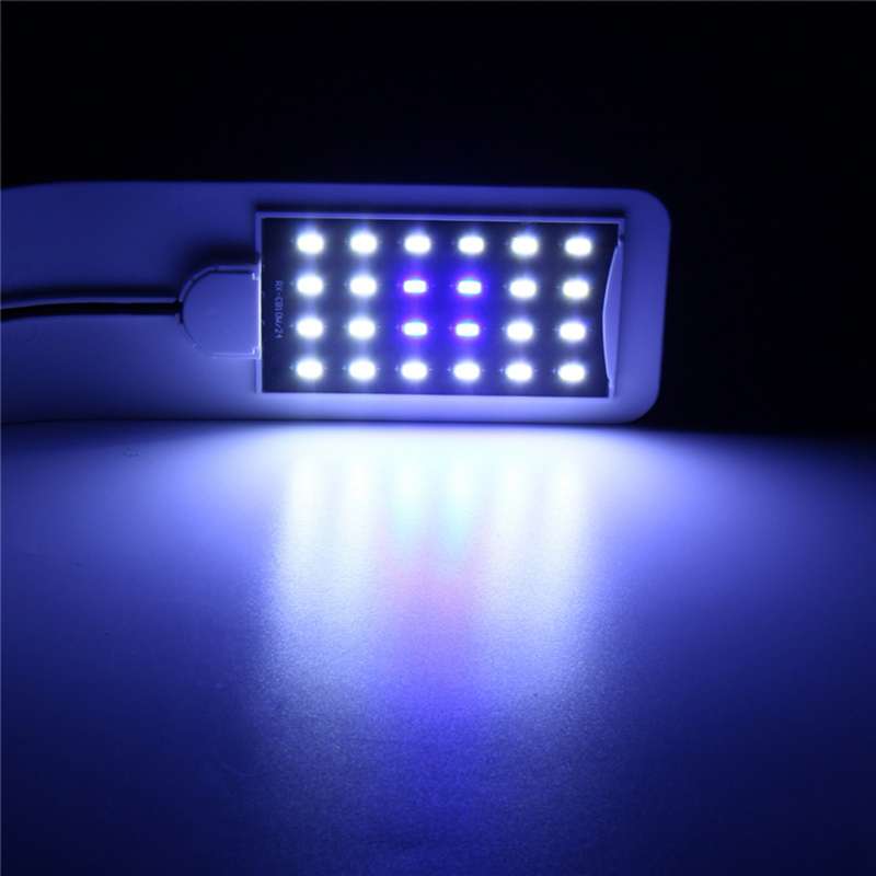 10W 5730 24 LED Aquarium Light Clip Fish Tank Lamp White:Blue 5:1 AC220V - 0.10kg