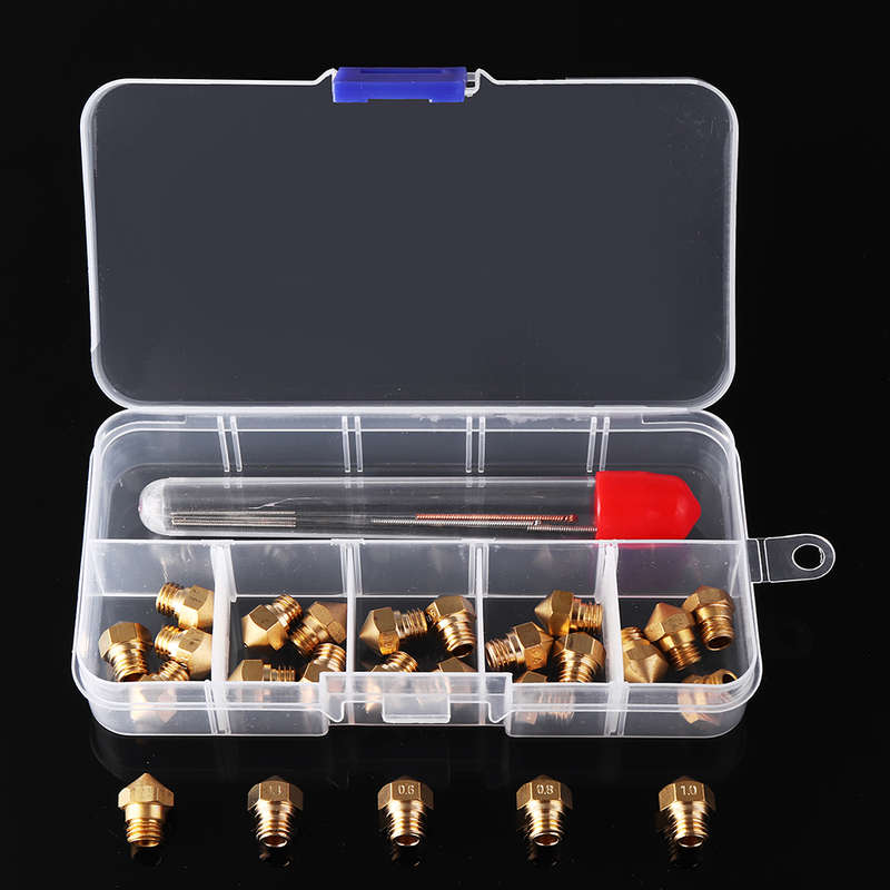 5pcs 0.2/0.4/0.6/0.8/1.0mm MK10 Extruder Nozzle Each + 2pcs 0.2/0.4/0.6/0.8/1.0mm Cleaning Needle E