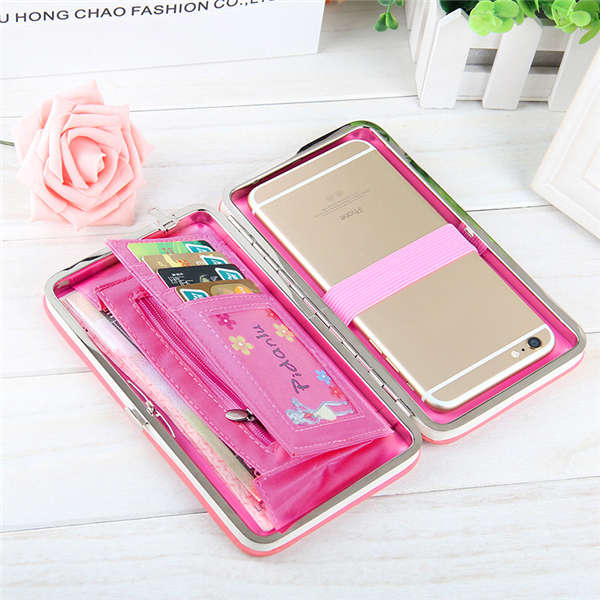 Women Candy Color Bowkot 5.5 Inch Phone Wallets Case Hasp for Iphone Samsung - Blue