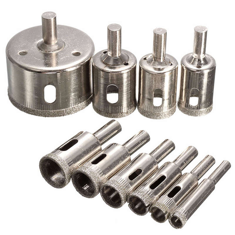10pcs 8-50mm Diamond Drill Bits Set Tool Hole Saw Cutter for Glass Marble Granite