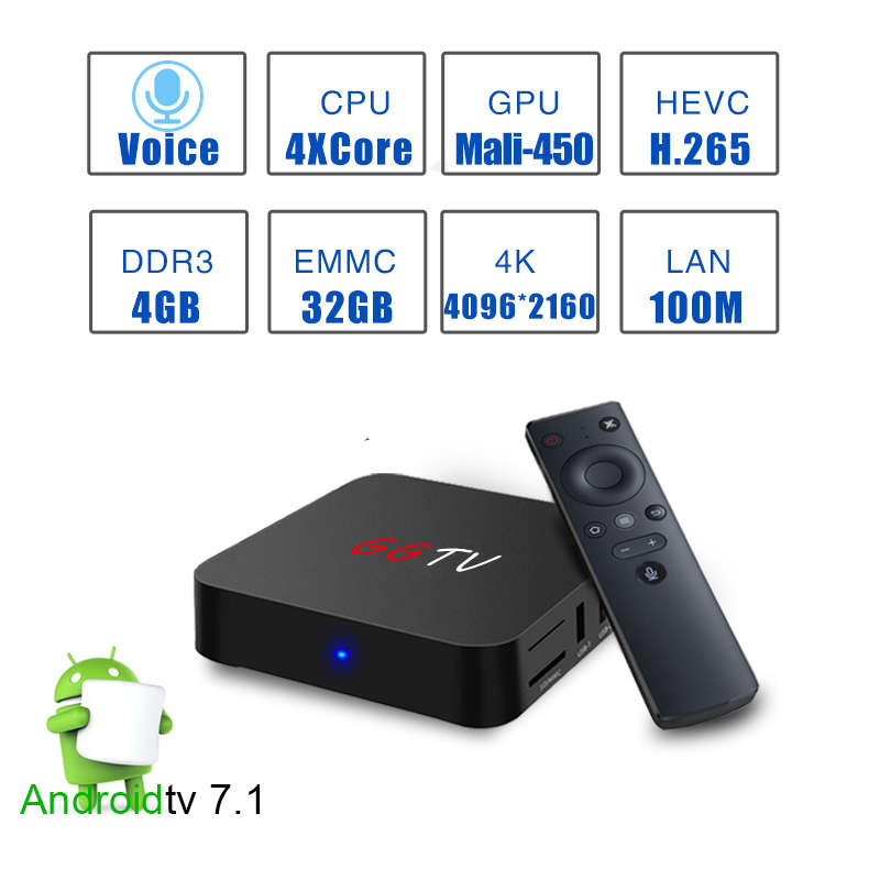 GGTV RK3328 4GB RAM 32GB ROM Android 7.1 H.265 VP9 USB3.0 4K TV Box - 0.53kg