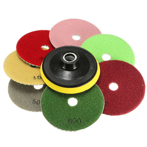 8pcs 4 Inch 50 to 3000 Grit Diamond Polishing Pads for Granite Stone Concrete Marble