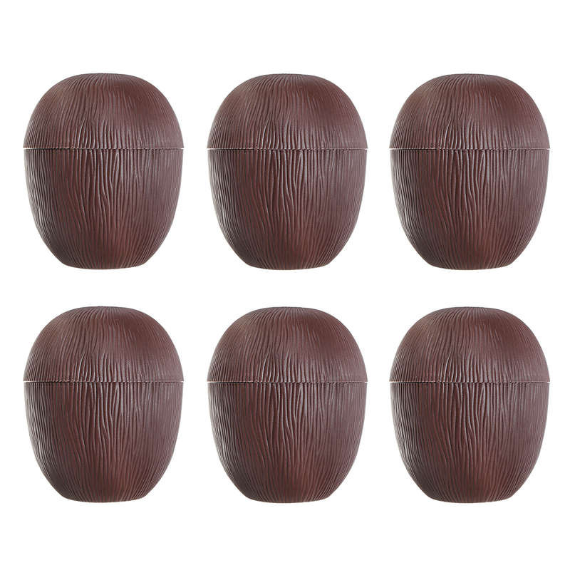 6Pcs Hawaiian Luau Hula Tropical Plastic Party Coconut Cup Drink & Straw Decoration    Drinking Stra