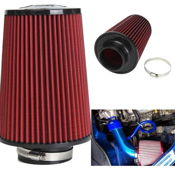 High Flow Car Cold Air Intake Filter Tapered Cone Cold Air Cleaner 3 Inches Red