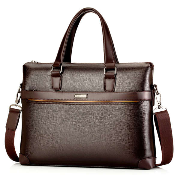 Men PU Leather Business Briefcase Laptop Bag Messenger Bag Handbag Work Bag (COLOR: BROWN)
