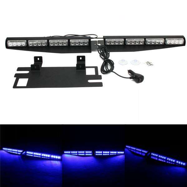 16 LED 24W Blue Emergency Traffic Advisor Vehicle Strobe LED Car Lights Bar