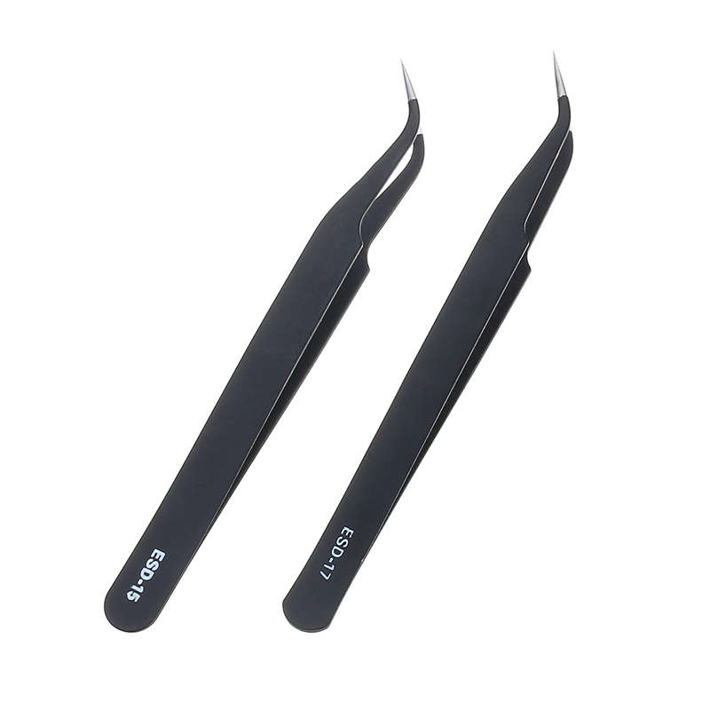 9 Pcs ESD Tweezer Anti-static Stainless Steel Precision Tweezers for Electronics