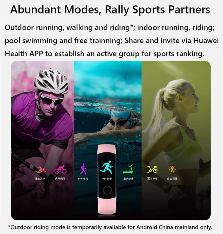 Huawei Honor Band 4 0.95 AMOLED 2.5D Swim Posture Detect Heart Rate Sleep Snap Monitor Smart Watch