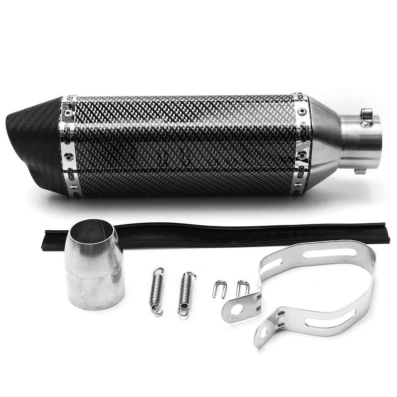 38mm-51mm Double Air Outlet Motorcycle Exhaust Carbon Stainless Steel Muffler Pipe (COLOR: 3)