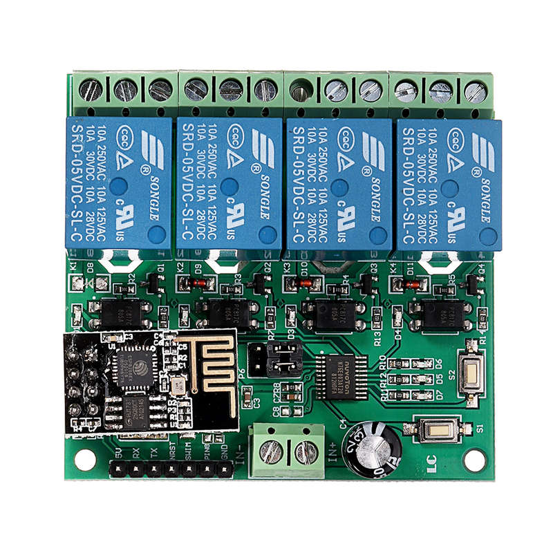 DC5V ESP8266 Four Channel Wifi Relay IOT Smart Home Phone APP Remote Control Switch - 0.06kg