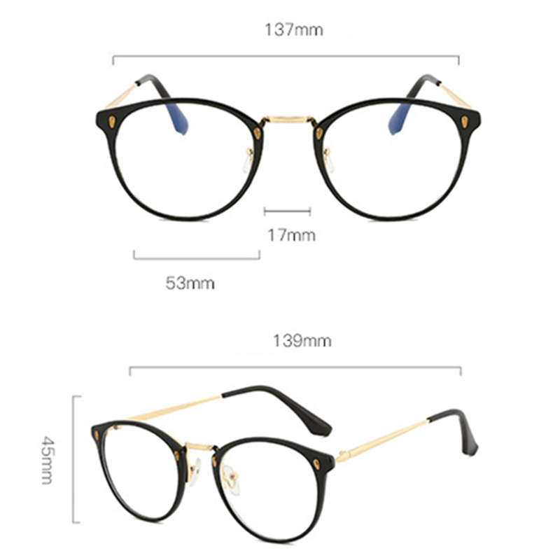 Women Men Casual Metal Frame Optical Glasses Ground Fashion Blue Light Blocking Glasses