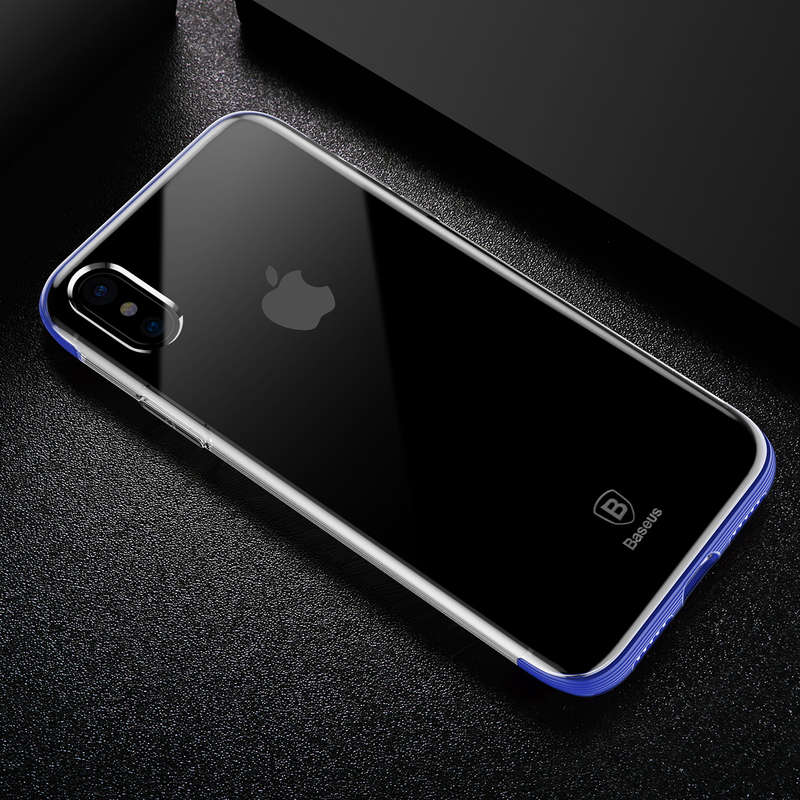 Baseus Armor Anti Yellow Ultra Thin Clear Soft TPU Case for iPhone X (COLOR: BLUE)
