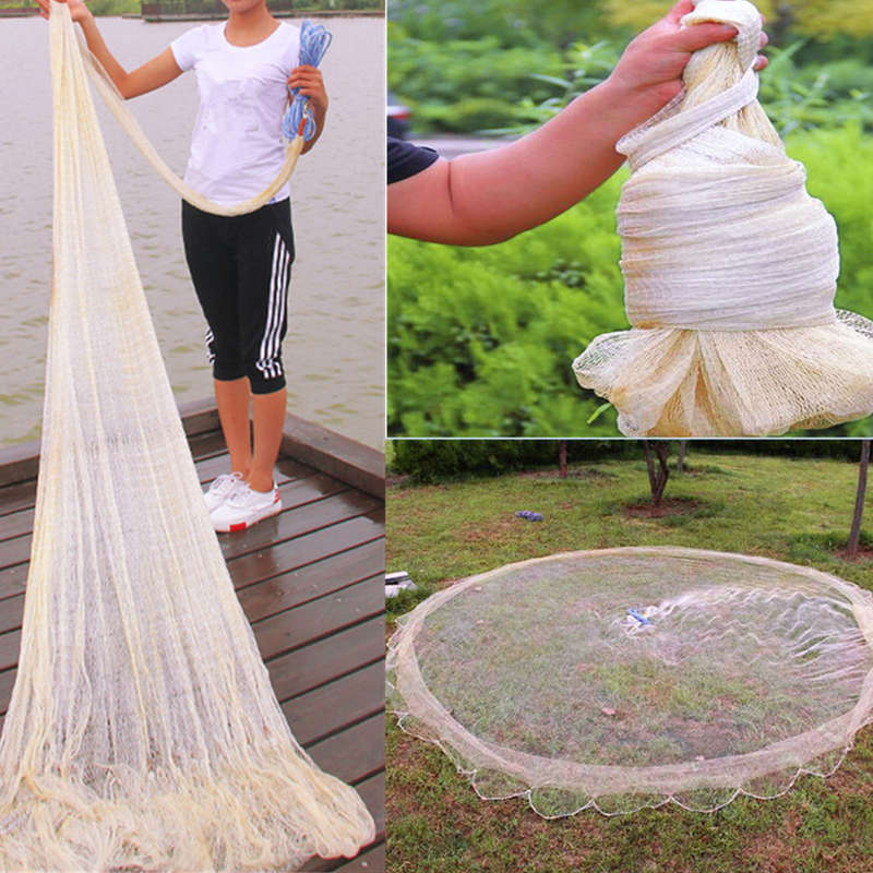 ZANLURE 5m/16ft Nylon 0.5 Mesh Fishing Casting Net Hand Throw Cast Net With Sinker Sea Fishing"