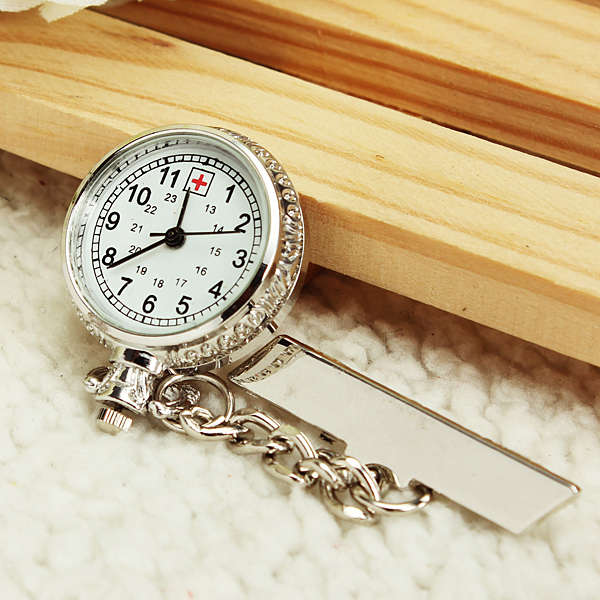 Nurse Silver White Dial Quartz Pocket Watch