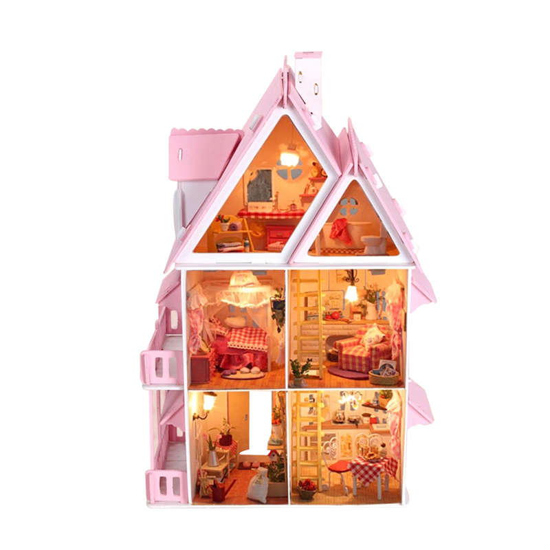 Large Wooden Kids Doll House Barbie Kit Girls Play Dollhouse Mansion Furniture