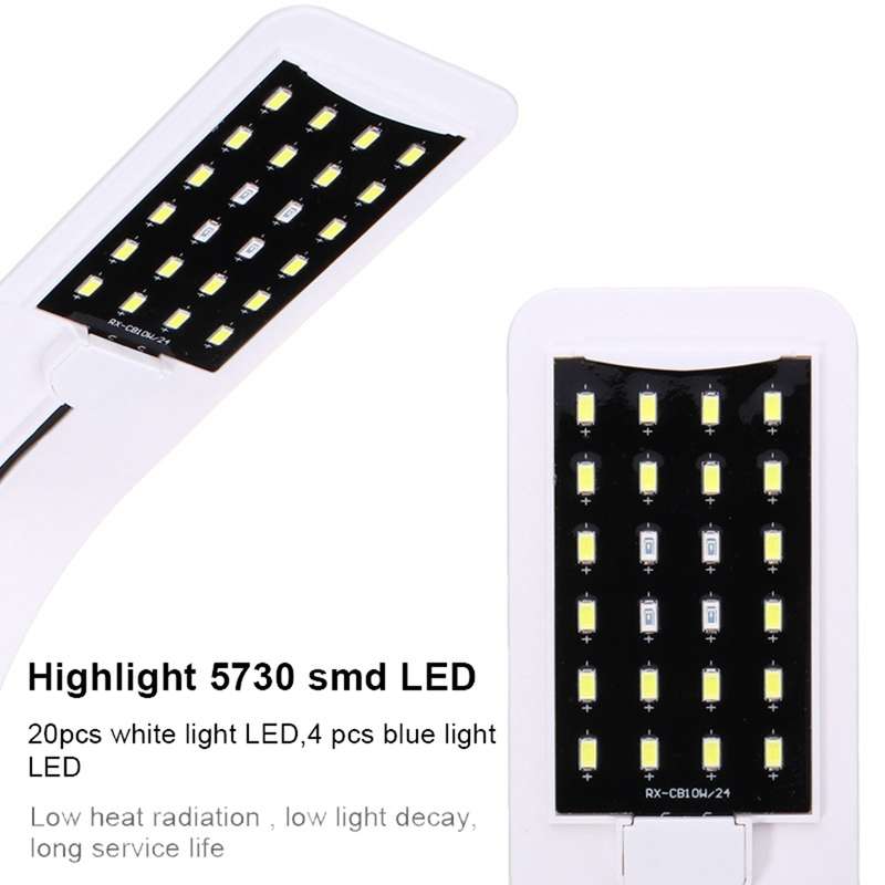 10W 5730 24 LED Aquarium Light Clip Fish Tank Lamp White:Blue 5:1 AC220V - 0.10kg