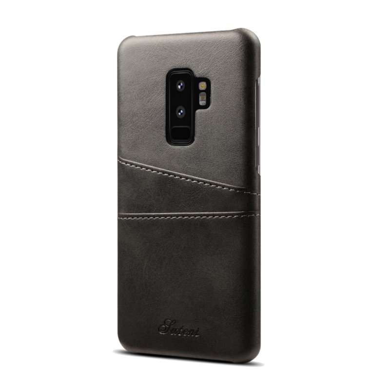 Premium Cowhide Leather Card Slot Case For Samsung Galaxy S9 Plus (COLOR: BLACK)