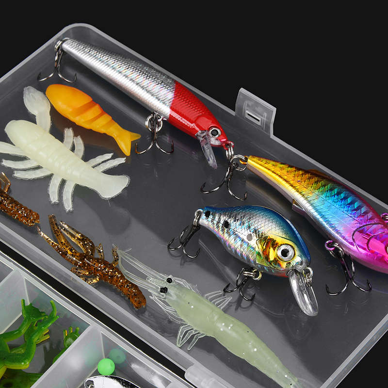 24/72/83Pcs/Set Soft Hard Fishing Lure With Box Set Small Lure Bass Crank Bait Hooks Kit