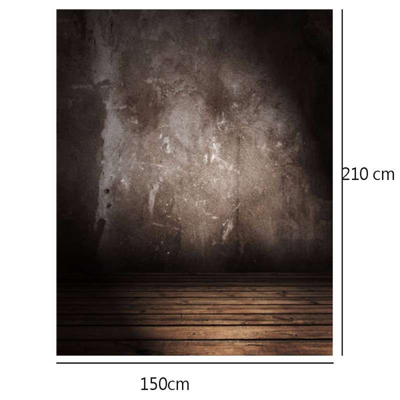 5x7FT Vinyl Retro Gray Wall Photography Background Wood Floor Backdrop Props