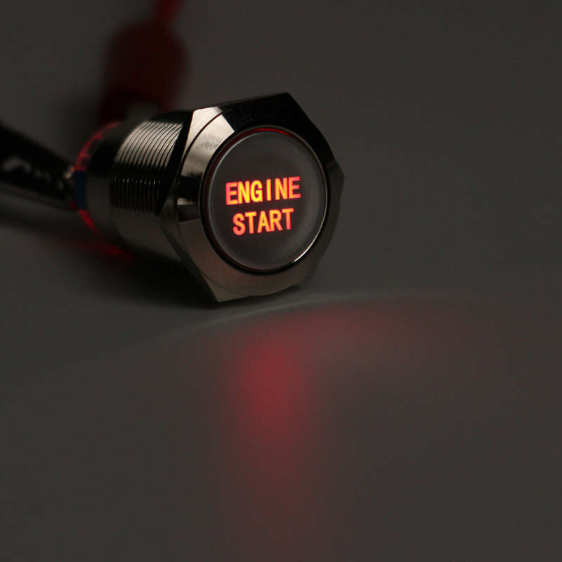 12V 19MM Waterproof Car AUTO Metal Momentary Engine Start Push Button Switch LED (COLOR: RED)