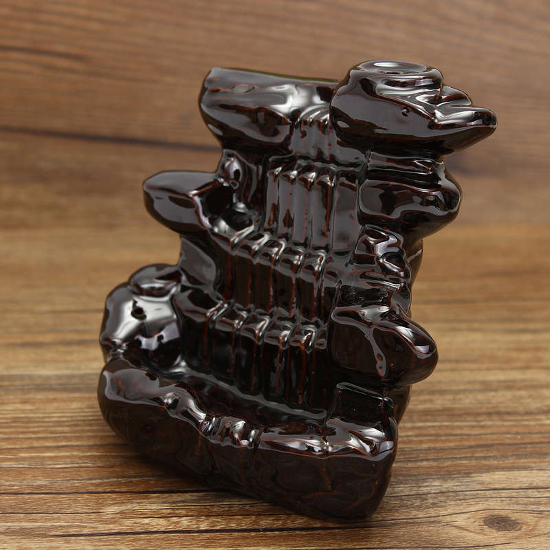 Backflow Incense Cone Burner Stick Holder Mountain Stone Waterfall Fragrance Fragrant Censer Decor