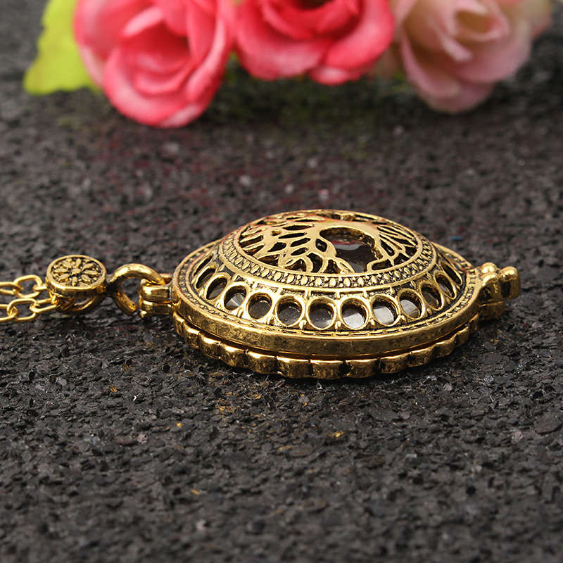 Tree Life Hollow Vintage Retro Magnifier Pendant Glass Necklace Chain
