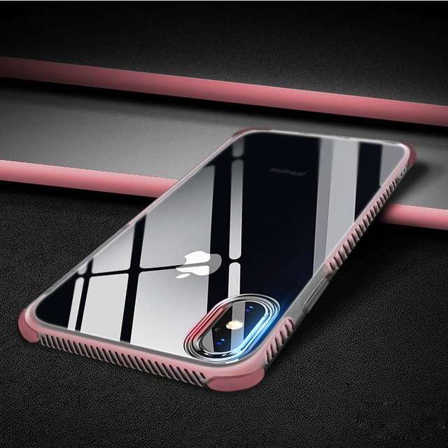 Bakeey 2 in 1 Removable Airbag Transparent Soft TPU Protective Case for iPhone X (COLOR: PINK)