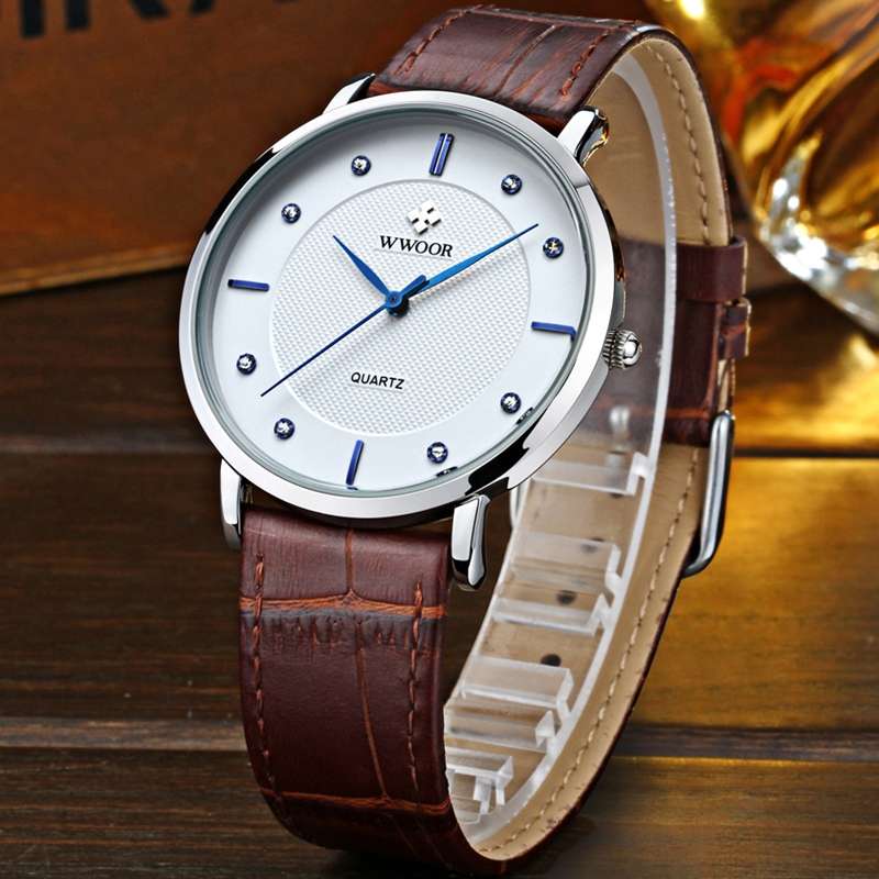 WWOOR 8011 Quartz Watch Water Fire Resistant Gentleman Business Leather Men Wristwatch (NO.: NO.1)