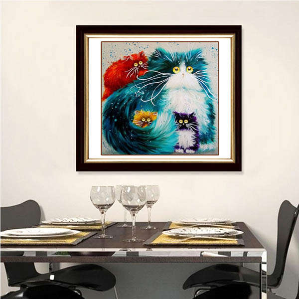40x40cm 5D DIY Colorful Cat Diamond Painting Full Rhinestone Animal Home Decoration Cross Stitch Kit