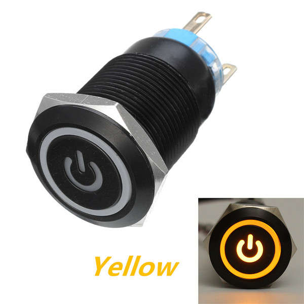 12V 5 Pin 19mm Led Metal Push Button Momentary Power Switch Waterproof Switch Black