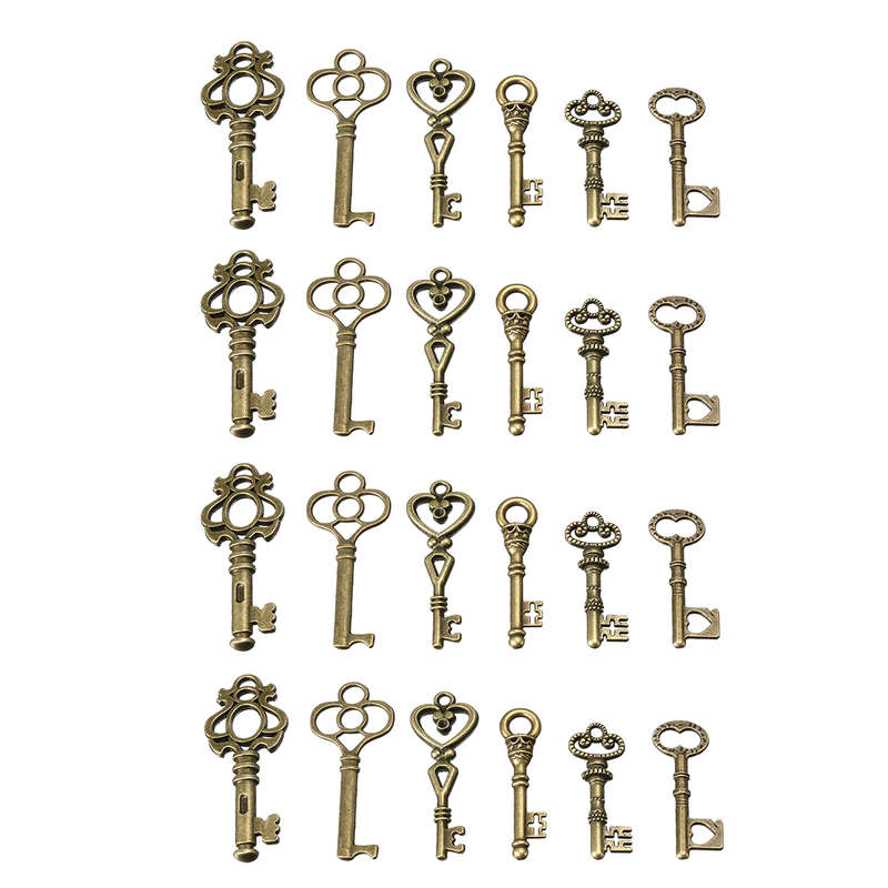 ique Old Vintage Look Skeleton Keys Lot Bronze Tone Pendants Jewelry M