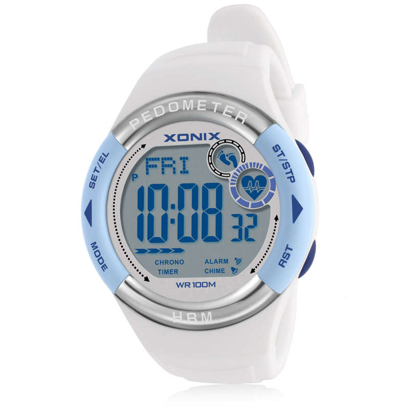 XONIX Heart Rate Pedometer Luminous Sport Watch Waterproof Sport Men Women Watches (COLOR: WHITE)