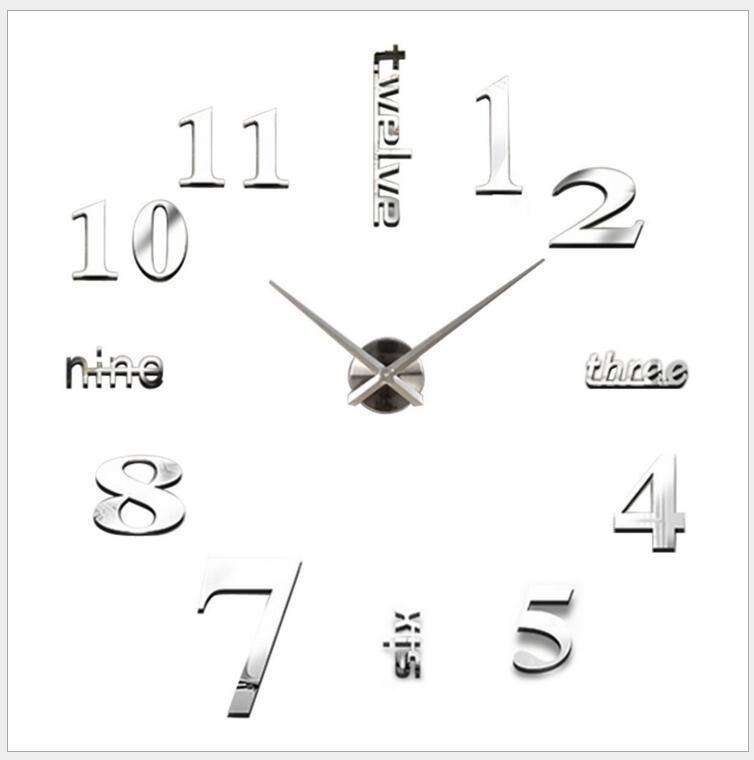 Living Room Decorations Bedroom 3d Wall Stickers Diy Clock Personality Home Mirror Wall Clock Mute Clock 015