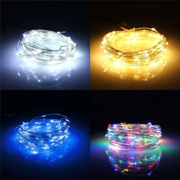 10M 100 LED Battery Operated Silver Wire String Fairy Light Christmas + Remo