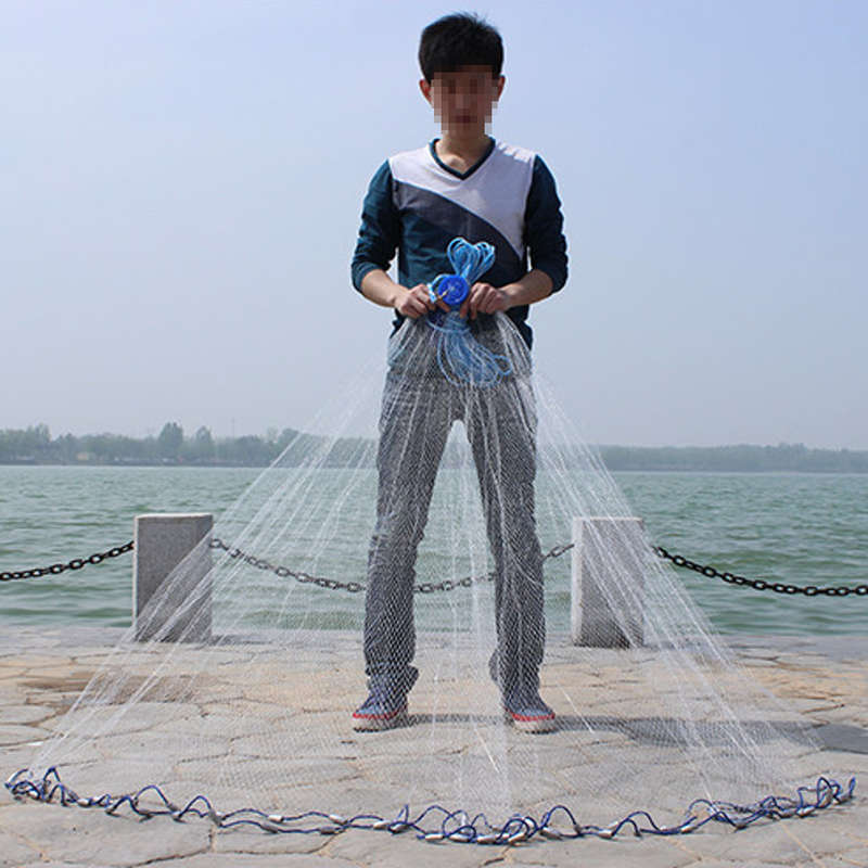 8ft Quick Throw Cast Net Monofilament Fishing Live Bait Net With Sinkers