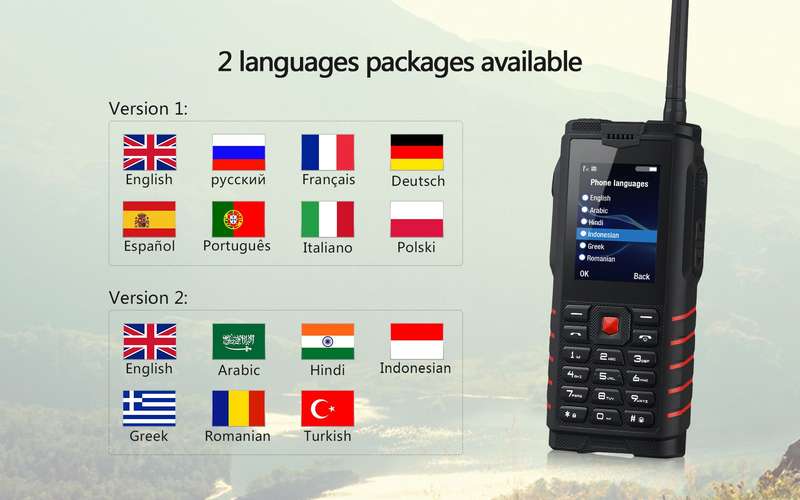 ioutdoor T2 IP68 Waterproof 2.4'' 4500mAh UHF Walkie Talkie Bluetooth Dual SIM Card Feature Phone -